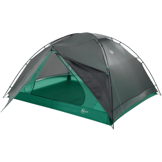 Green and gray tent on a white background