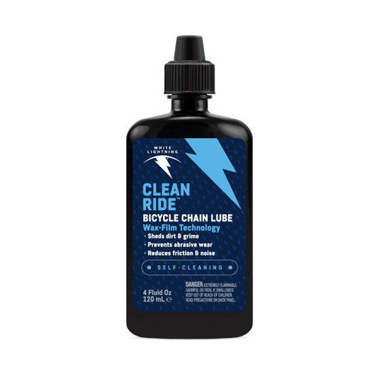 Bottle of Clean Ride Bicycle Chain Lube on a white background
