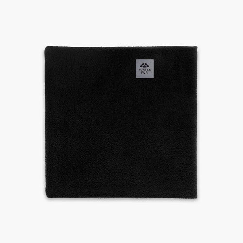 Black scarf with a brand logo on a white background