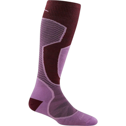 Purple and brown knee-high sock on a white background
