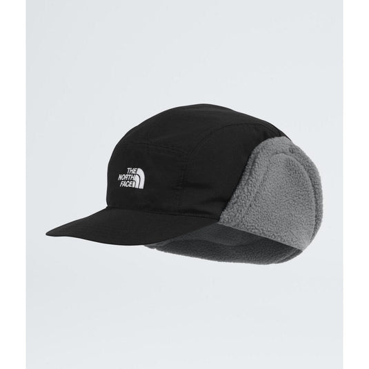 Black and gray cap with The North Face logo on a light gray background