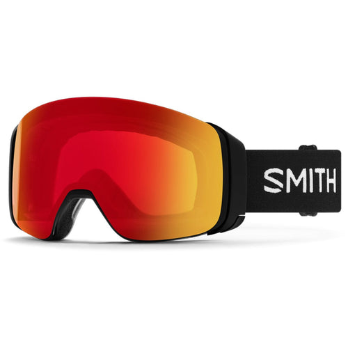 Smith ski goggles with red lens on a white background