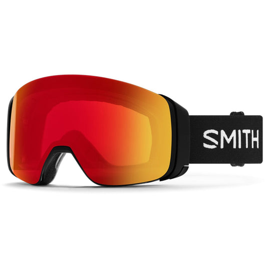 Smith ski goggles with red lens on a white background
