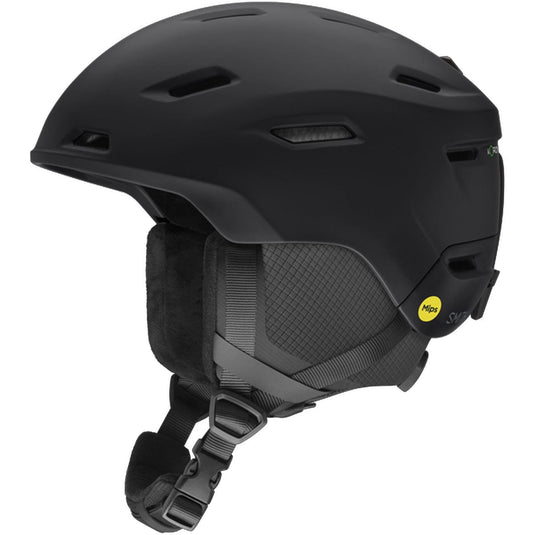 Black helmet with a visible brand logo on a white background