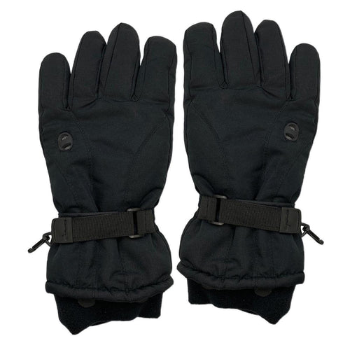 Pair of black gloves with zippers on a white background