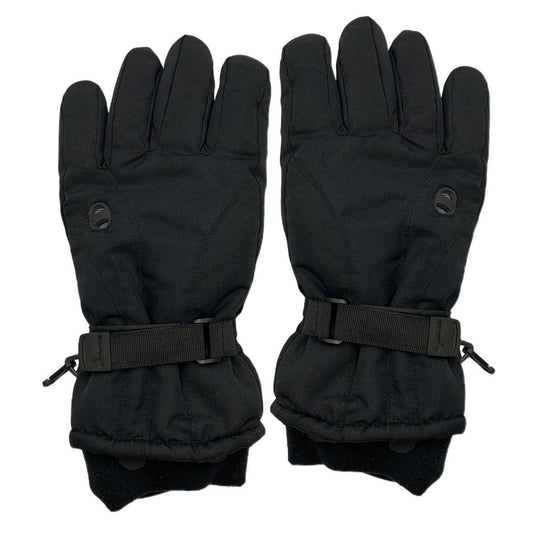 Pair of black gloves with zippers on a white background