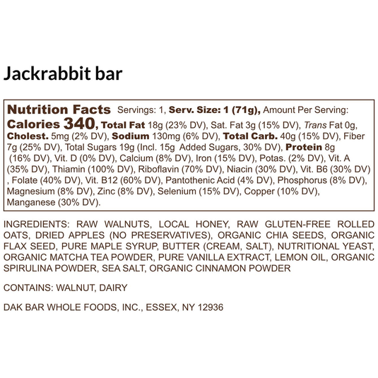 Dak Bar Jackrabbit - Apple, Lemon, Maple & Walnut