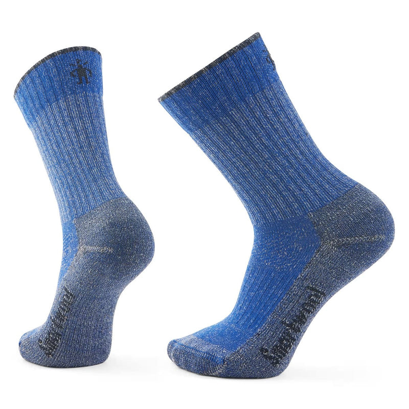 Load image into Gallery viewer, Pair of blue socks with gray accents on a white background

