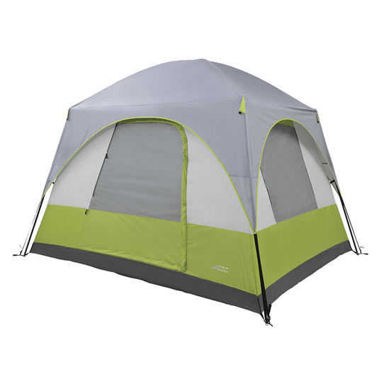 Gray and green tent on a white background
