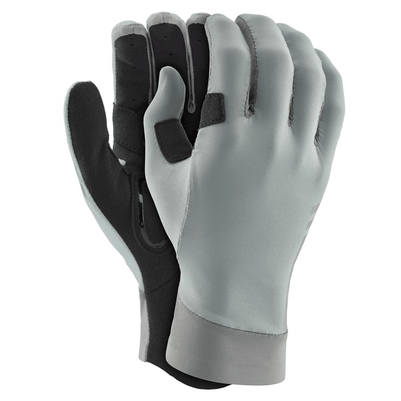 Load image into Gallery viewer, Pair of gray and black gloves on a white background
