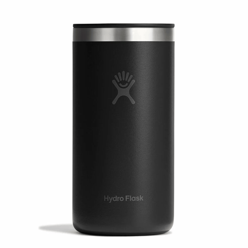 Load image into Gallery viewer, Black Hydro Flask tumbler with silver lid on a white background
