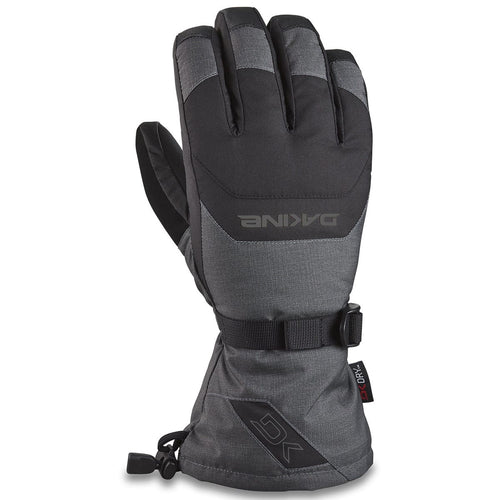 Gray and black glove with brand logo on a white background
