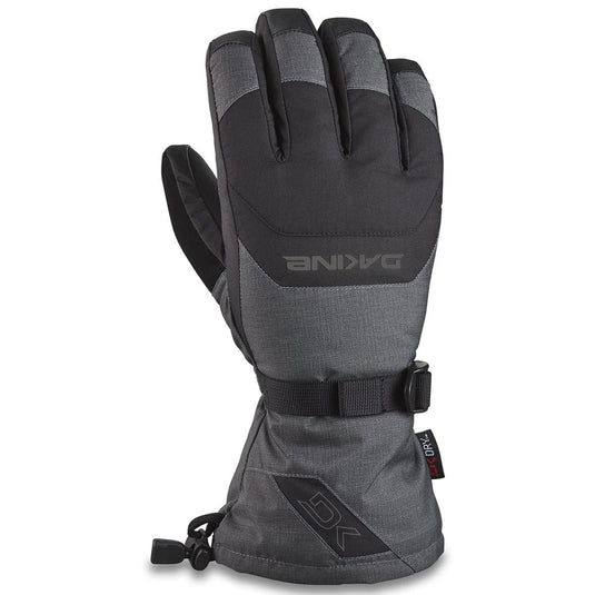 Gray and black glove with brand logo on a white background