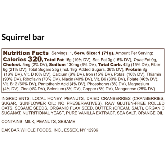 Dak Bar Squirrel - Cranberry, Peanut & Sesame