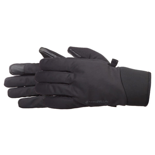 Black glove with touchscreen tips on a white background