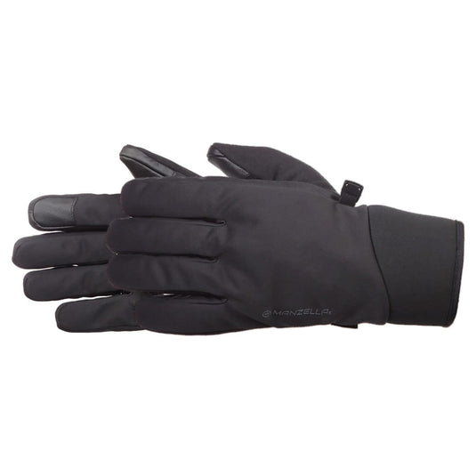 Black glove with touchscreen tips on a white background