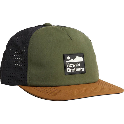 Green and brown cap with a Howler Brothers logo on a white background