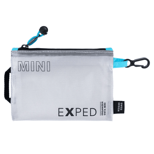 White mesh pouch with 'Exped' branding on a white background