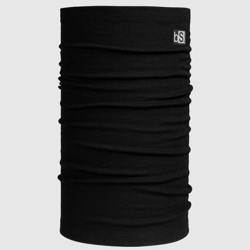 Load image into Gallery viewer, Black neck gaiter with a brand logo on a light gray background
