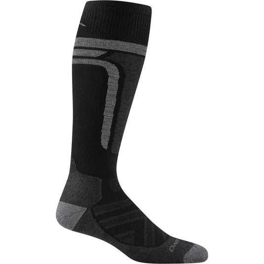 Black and gray ski sock on a white background