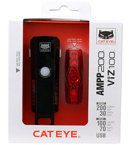 CatEye Cycling AMPP200/ViZ100 Headlight/Taillight Set