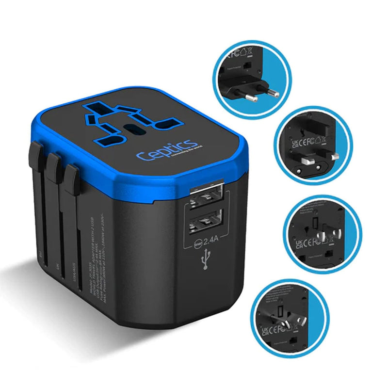 Load image into Gallery viewer, All-In-One International Travel Plug Adapter - 2 USB Ports
