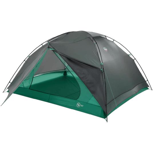 Green and gray tent on a white background