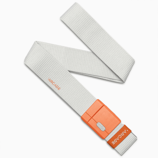 Gray belt with orange buckle on a white background