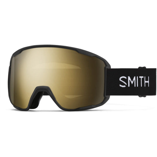 Smith ski goggles with gold lens on a white background