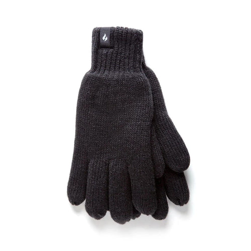 Black knit glove on a white background