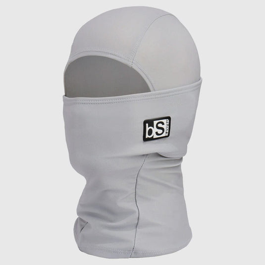 Gray balaclava with a brand logo on a white background