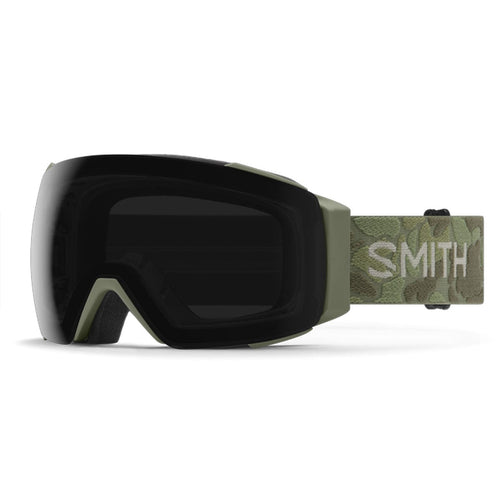 Smith goggles with a camouflage strap on a white background