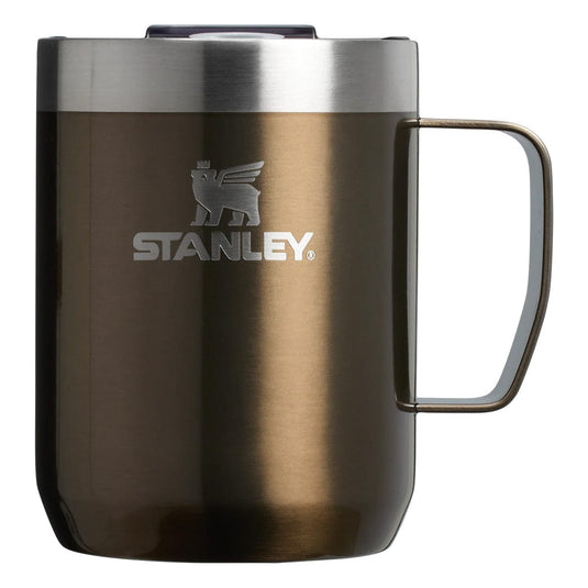 Brown insulated mug with Stanley logo on a white background
