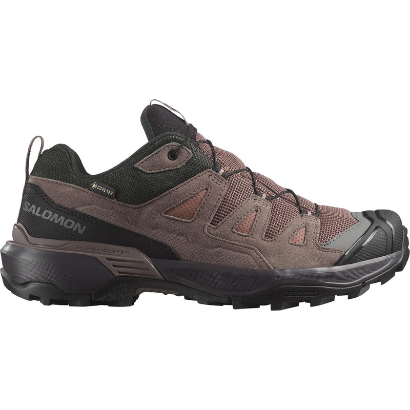 Load image into Gallery viewer, Brown hiking shoe with black sole on a white background
