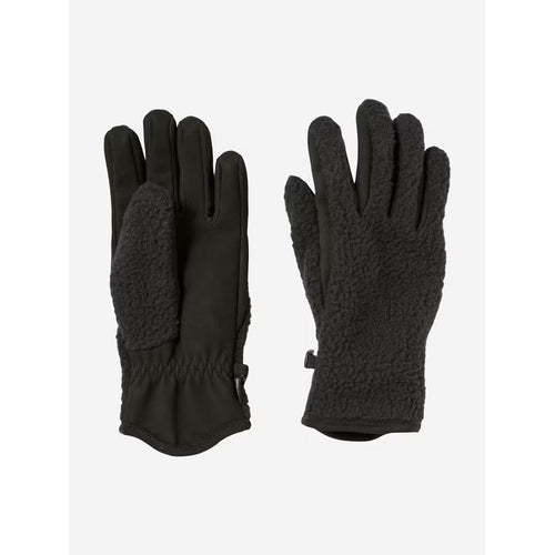 Pair of black gloves with textured cuffs on a white background