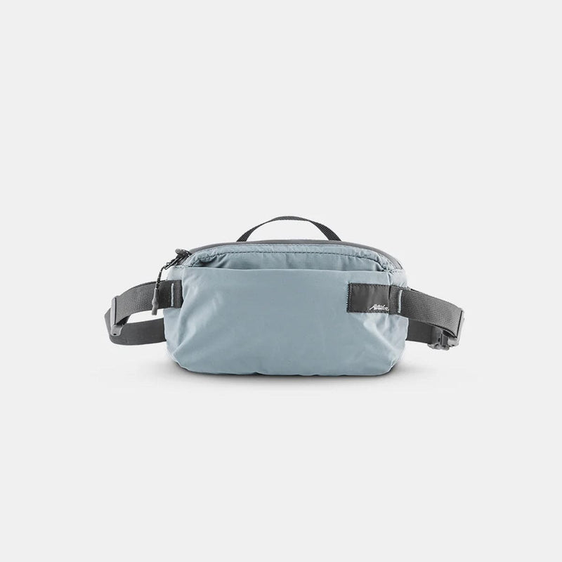 Load image into Gallery viewer, Light blue waist bag with black straps on a white background

