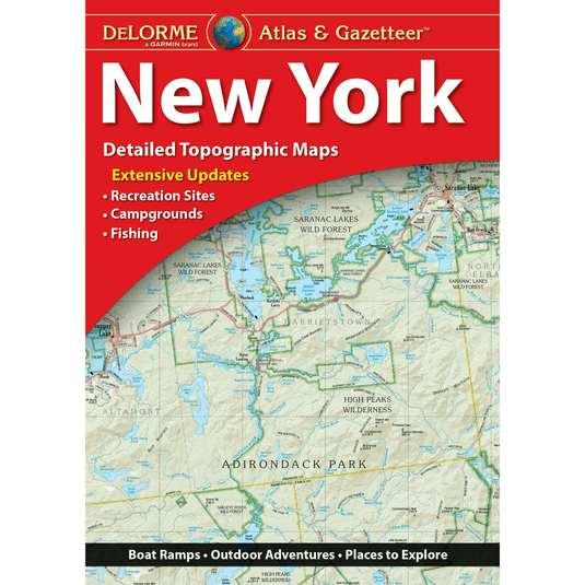 Delorme New York Atlas & Gazetteer with topographic map and red cover
