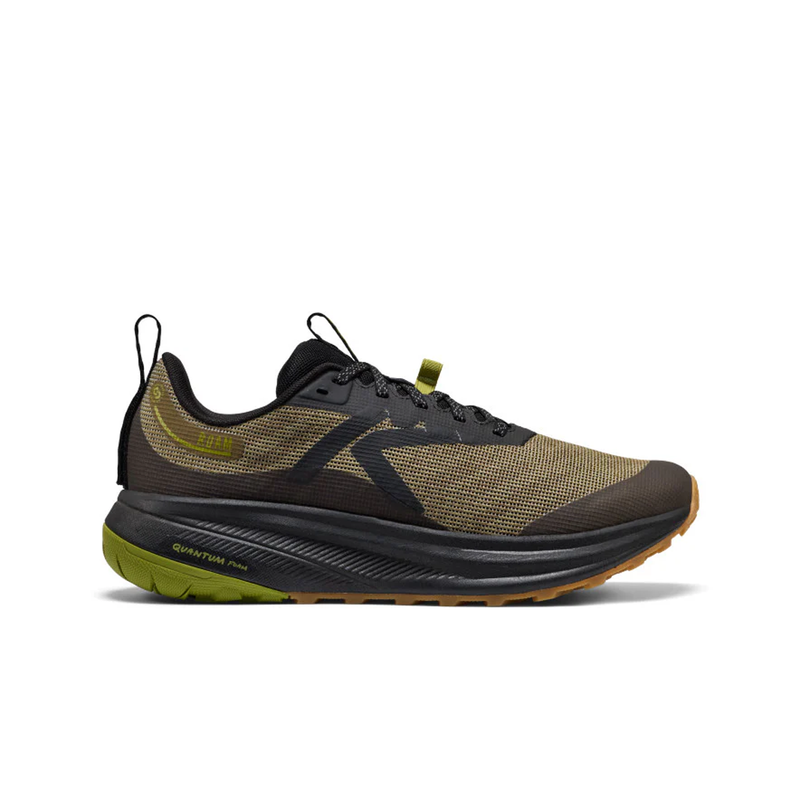Load image into Gallery viewer, Black and green running shoe on a white background
