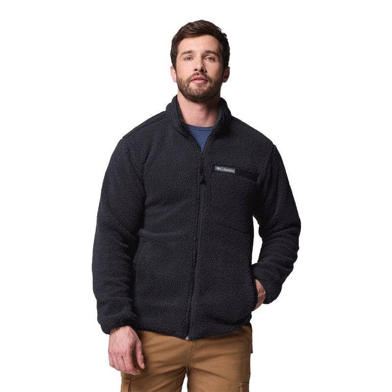 Load image into Gallery viewer, Man wearing a black fleece jacket on a white background

