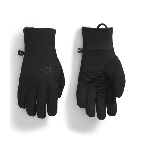 Black gloves with The North Face logo on a white background