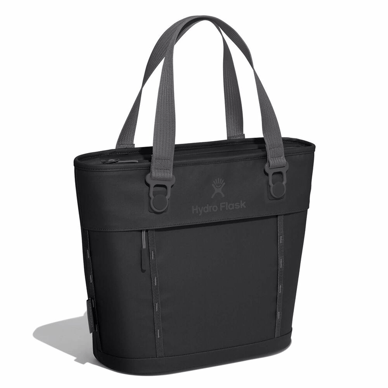 Load image into Gallery viewer, Black tote bag with Hydro Flask logo on a white background
