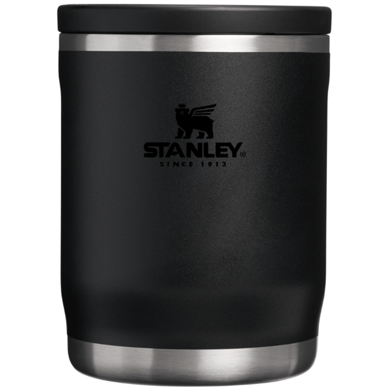Load image into Gallery viewer, Black Stanley insulated mug with silver lid on a white background
