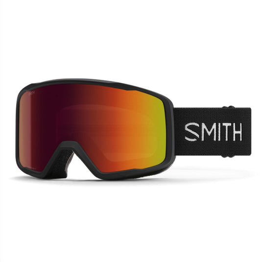 Smith ski goggles with red and orange lens on a white background