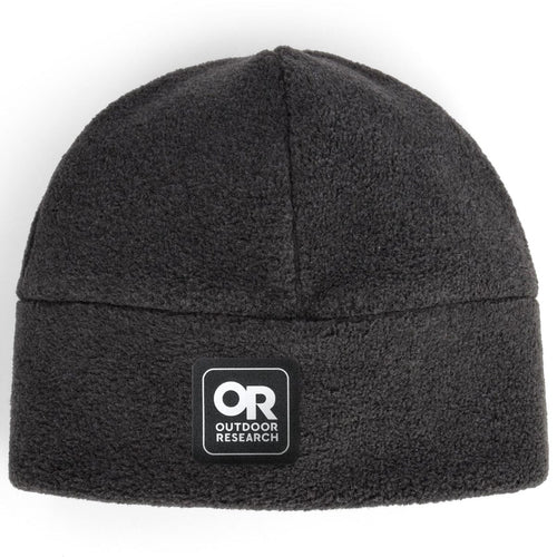 Black beanie with Outdoor Research logo on a white background