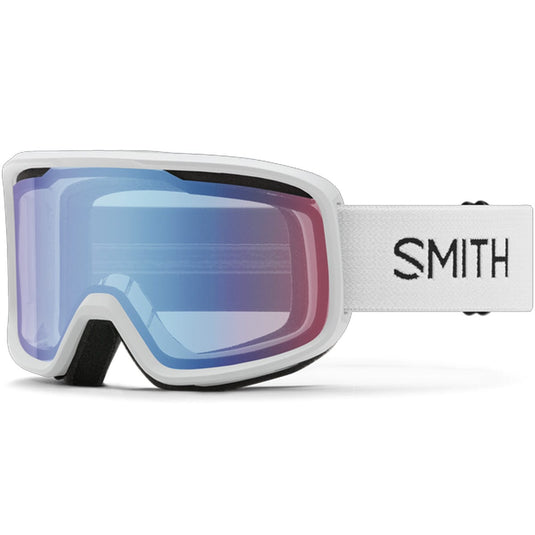 smith white goggles Smith Frontier White/Blue Sensor Mirror Snow Goggles