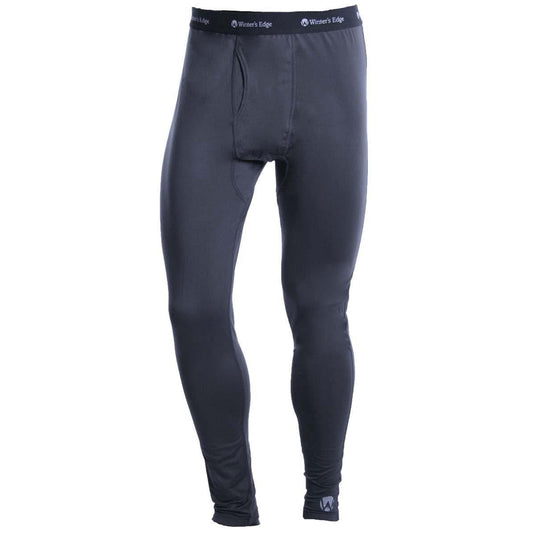 Dark gray leggings with a brand logo on a white background