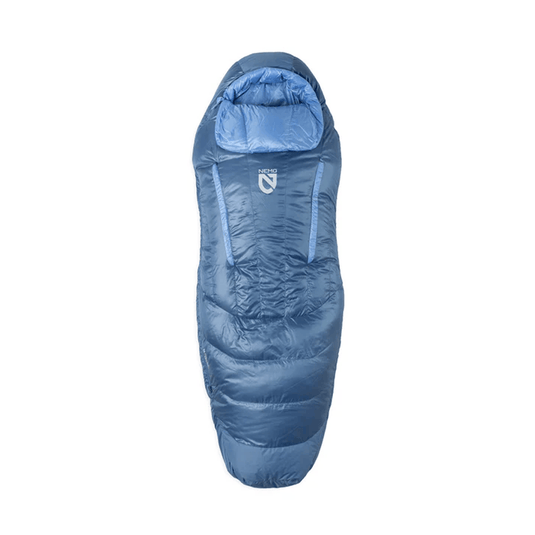 Blue sleeping bag on a white background