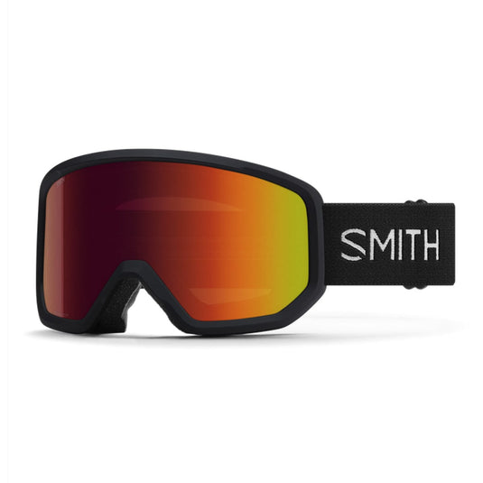 Smith goggles with red and orange lens on a white background