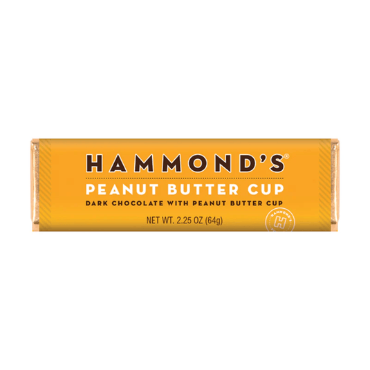 Hammond's Peanut Butter Cup chocolate bar packaging on a white background
