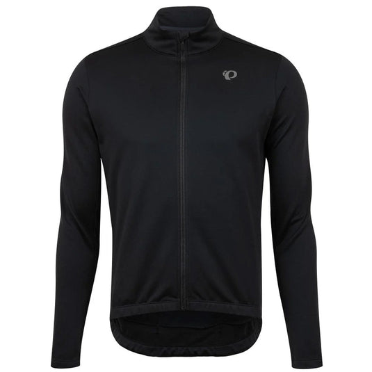 Black cycling jacket with a brand logo on a white background